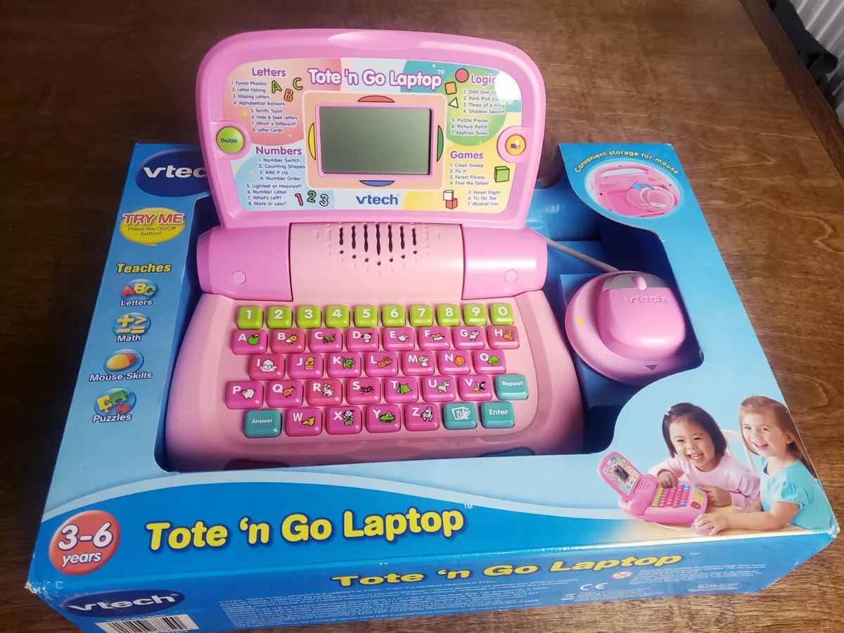 Vtech Tote 'n Go Laptop & Mouse Educational Computer Learning Game Ages 3-6  Pink