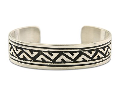 Navajo Bracelet 925 Silver Artist Signed Thomas Singer Cuff Made in the 1980's