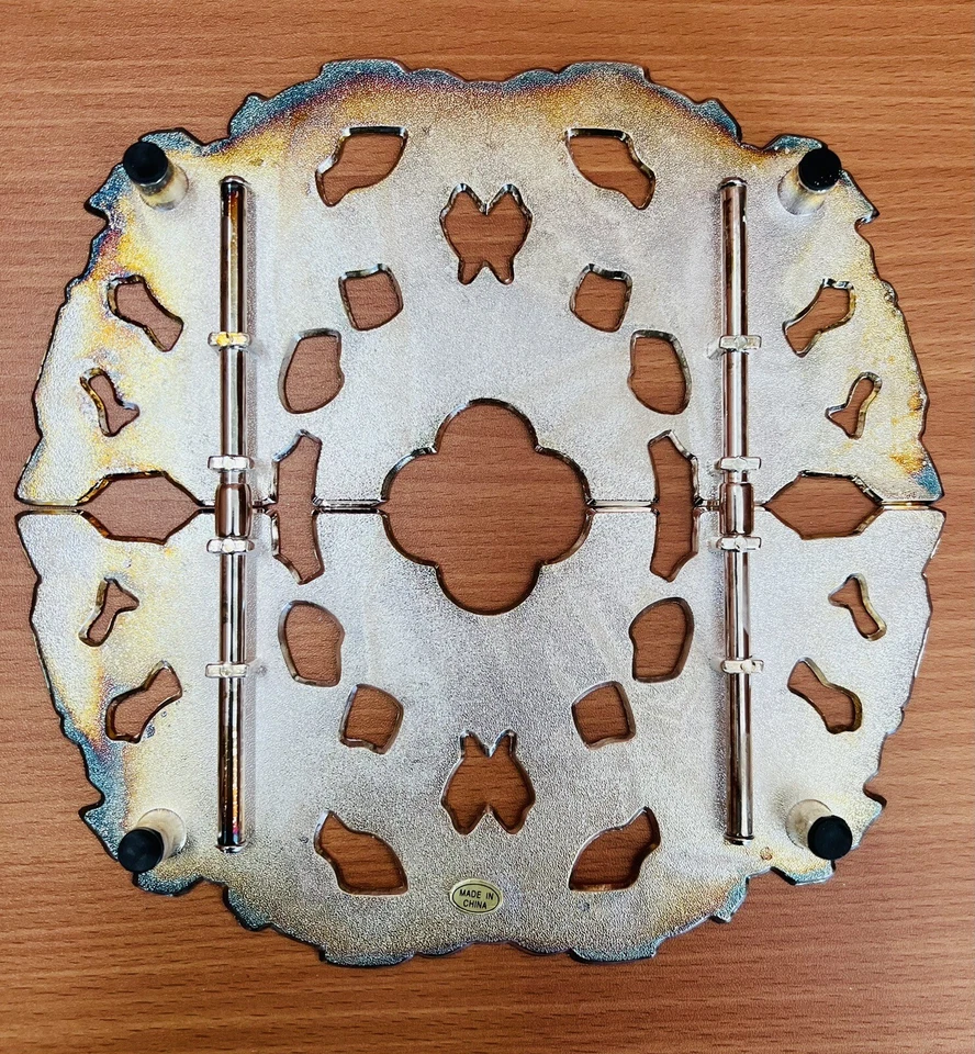 Vintage Footed Silverplate Expandable Trivet By  “HOLIDAY HOME ACCENTS” #193721 - Image 3 of 4