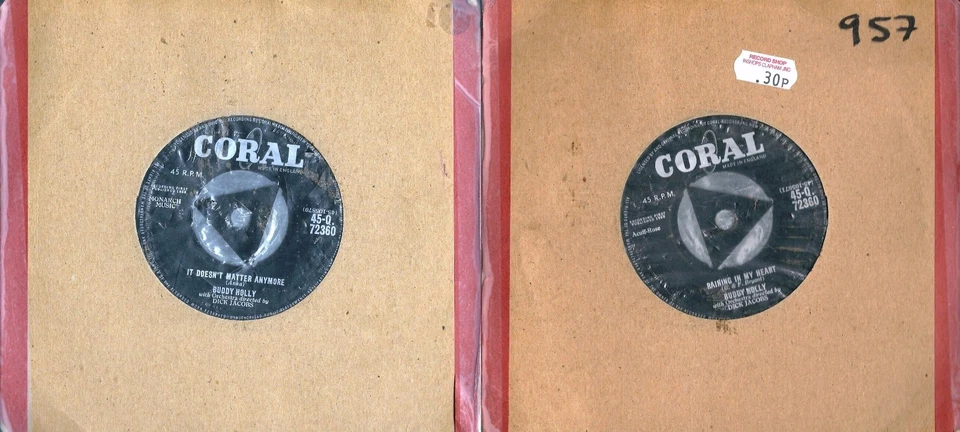 Disque 45 Tours Buddy Holly - It Doesn't Matter Anymore / Raining In My Heart - Photo 1/1