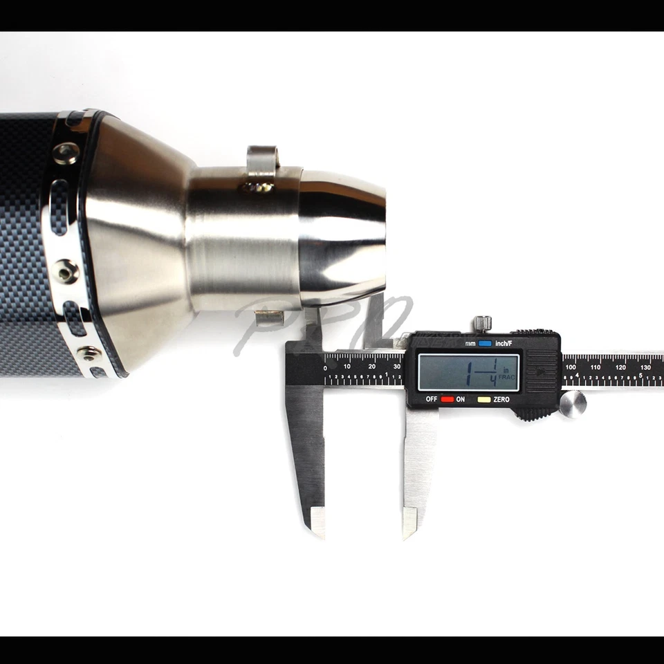 1.5"-2" Inlet 1.25" Slanted Burnt Tip Carbon Fiber Look Racing Exhaust Muffler - Image 4 of 4