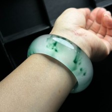 Certified natural ice Burmese Green Jade jadeite tyre bracelets bangle 59MM
