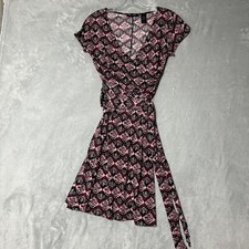 Axcess by Liz Claiborne Sz M Mosaic Design Short Sleeve Dress with Tie Belt