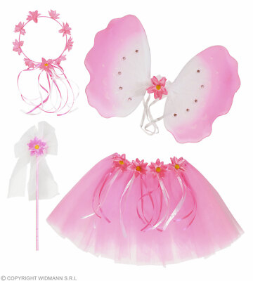 Blumenfee Dress- Up- Set (Tütü, Flügel, Kopfbedeckung, Zaube