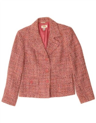 Talbots Damen 3 Knöpfe Blazer Jacke US 8 Medium rosa gefleckt Acryl AK13