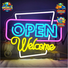 Neon Schild "OPEN" bunt dimmbar für Geschäft, Bar, Café, Party