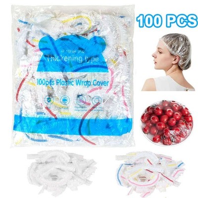 100PCS Elastic Food Covers Disposable Plastic Wrap for Bowls Plates & Containers