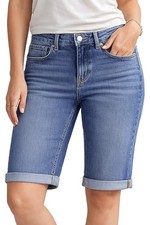 NOROZE Womens Denim Shorts &ndash; Ladies Knee Length Stretch Jean 16, Blue E427
