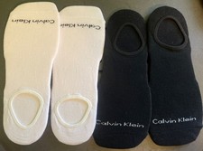 NEW Calvin Klein Men's 4 Pair Pack Cotton No-Show Liner Socks black/white