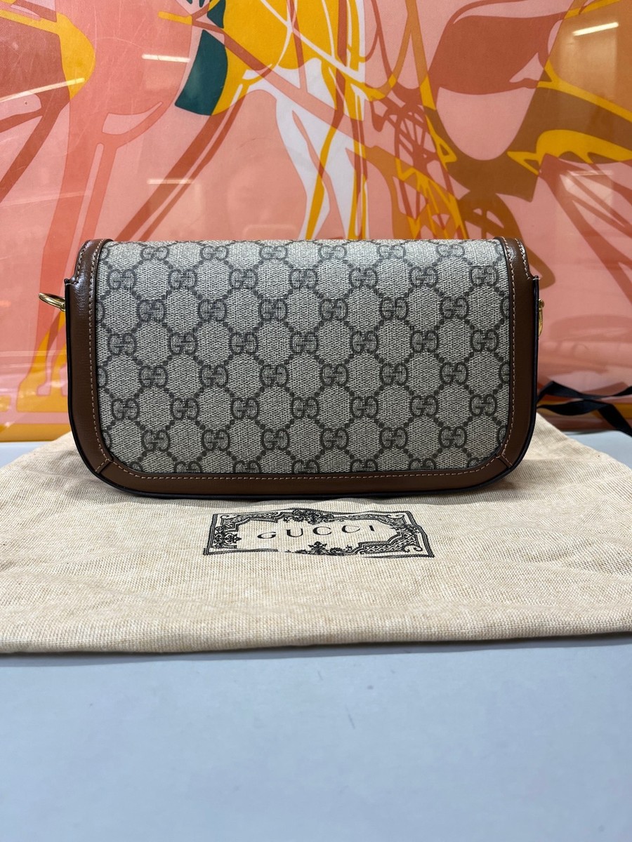 Gucci 1955 Horsebit Canvas Baguette Shoulder Bag For Women | eBay