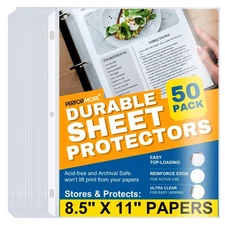 50-Pack Clear Sheet Protectors | 8.5 x 11 Heavy Duty Plastic Sleeves for Binders