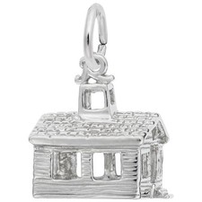 School House Charm - Metal - Sterling Silver
