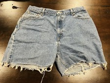 Vintage Levis 550 Cut Off Shorts 14 MIS Small Blue Denim Zipper Fly Bermuda Mom