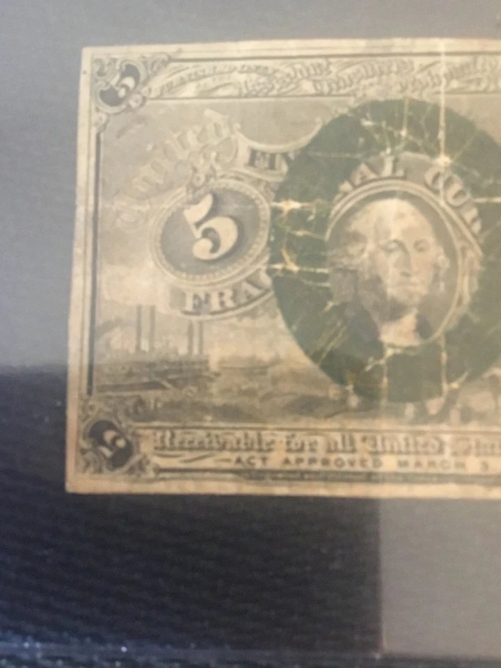 5 cent fractional currency george washington 1863 - Image 2 of 4