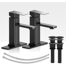 Bathroom Faucets Set with Pop Up Drain, Modern Single Handle Black Bathroom S...