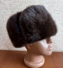 Warm Winter Mink Hat Vintage Soviet Brown Hat Ushanka USSR size 59 100