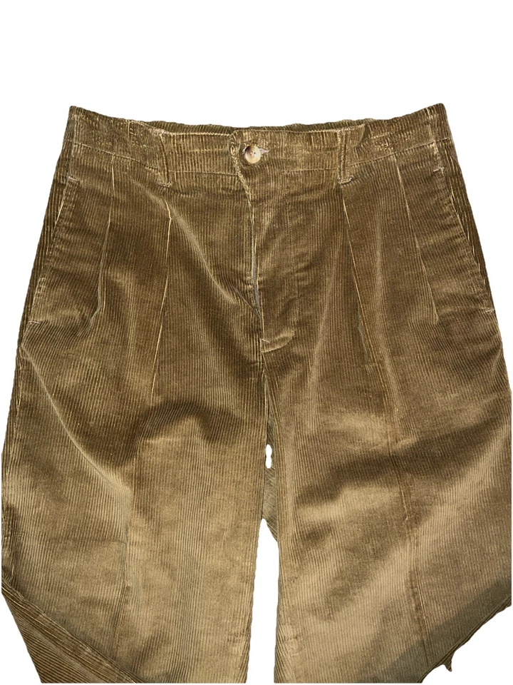 复古 Nautica Chino 裤子男式 32xXL 绿色宽松宽松厚通道灯芯绒 — 第 2/4 张图片