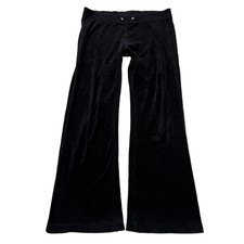 Juicy Couture Women's Black Velour Flare Leg Track Pant Loungewear Casual Size M