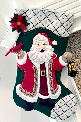 FINISHED Bucilla ''OLD WORLD SANTA'' Christmas Stocking/Lined/Handmade