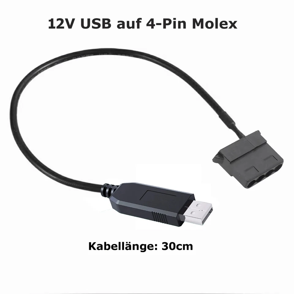 A16 USB On 4Pin Socket Molex Adapter Cable for 12V Computer PC Fan 30cm - Image 4 of 4