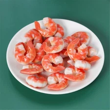 10 Pcs Artificial Shrimp Lifelike Cooked Shrimp Fake Peeled Shrimps Model for...