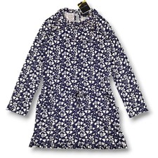 NWT Oscar de la Renta Kids Blue Floral Print Long Sleeve Dress Size 12Y