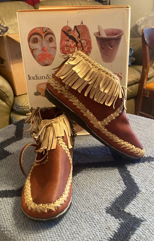 Mocasines hechos a mano de cuero crudo - ¡Preciosos! SIN Talla Ver Imagen Para Medidas Foto 2 de 4