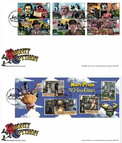 GB 2025 MONTY PYTHON First Day Covers Pair set + mini sheet, Doune pmk, 14/08/25