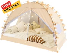 LEEDOR Bed Canopy for Kids/Adults,Mosquito Net 54"W x 75"L (Pack of 1), Beige 