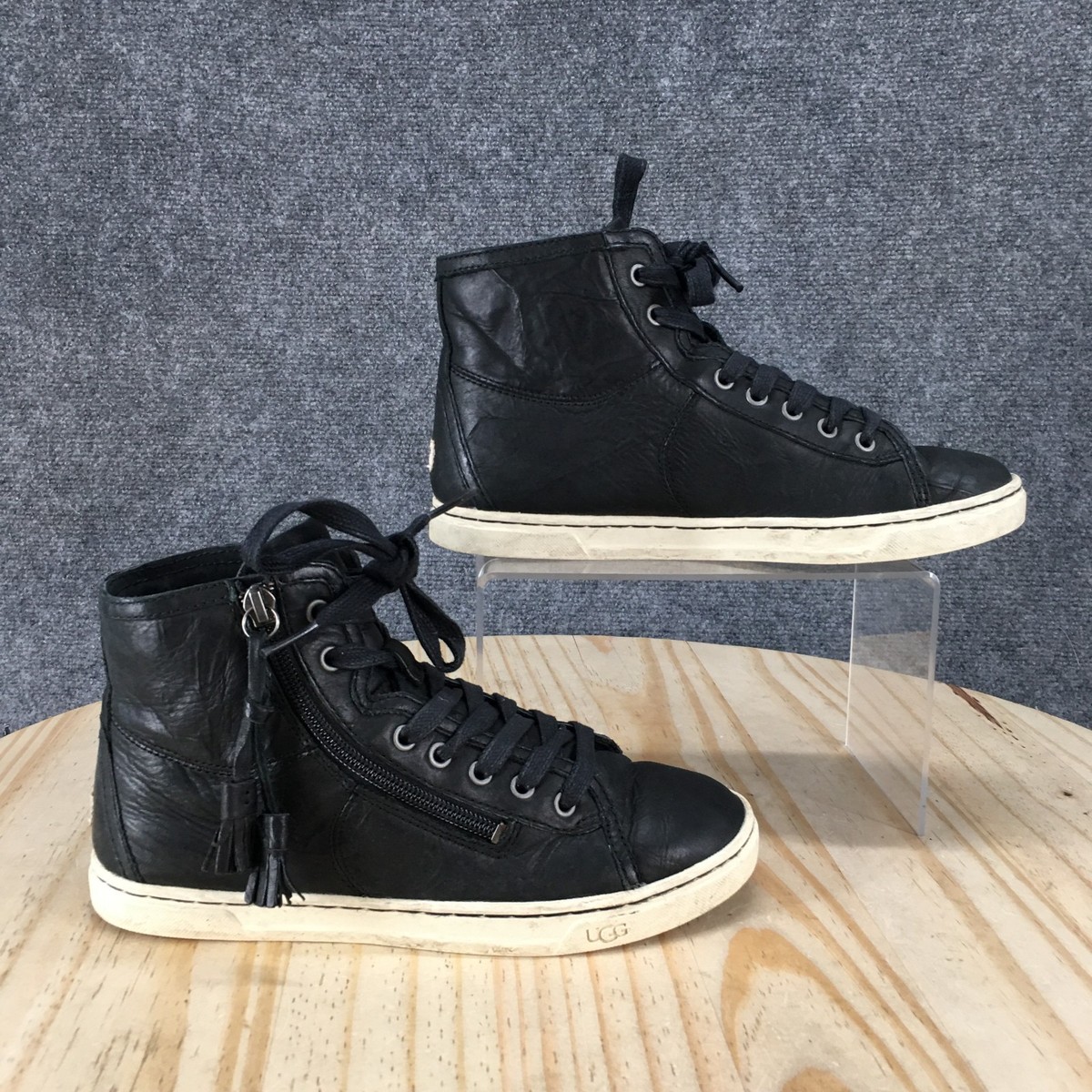 UGG Shoes Womens Blaney Trainers High Top Sneakers Black Lace Up