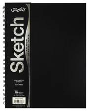 UCreate Poly Cover Sketch Book, Heavyweight, 9 x 12, Black, 75 Sheets