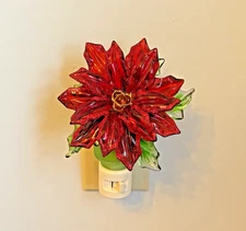Poinsettia Night Light Christmas Flower Holidays Seasons of Cannon Falls 5.5"