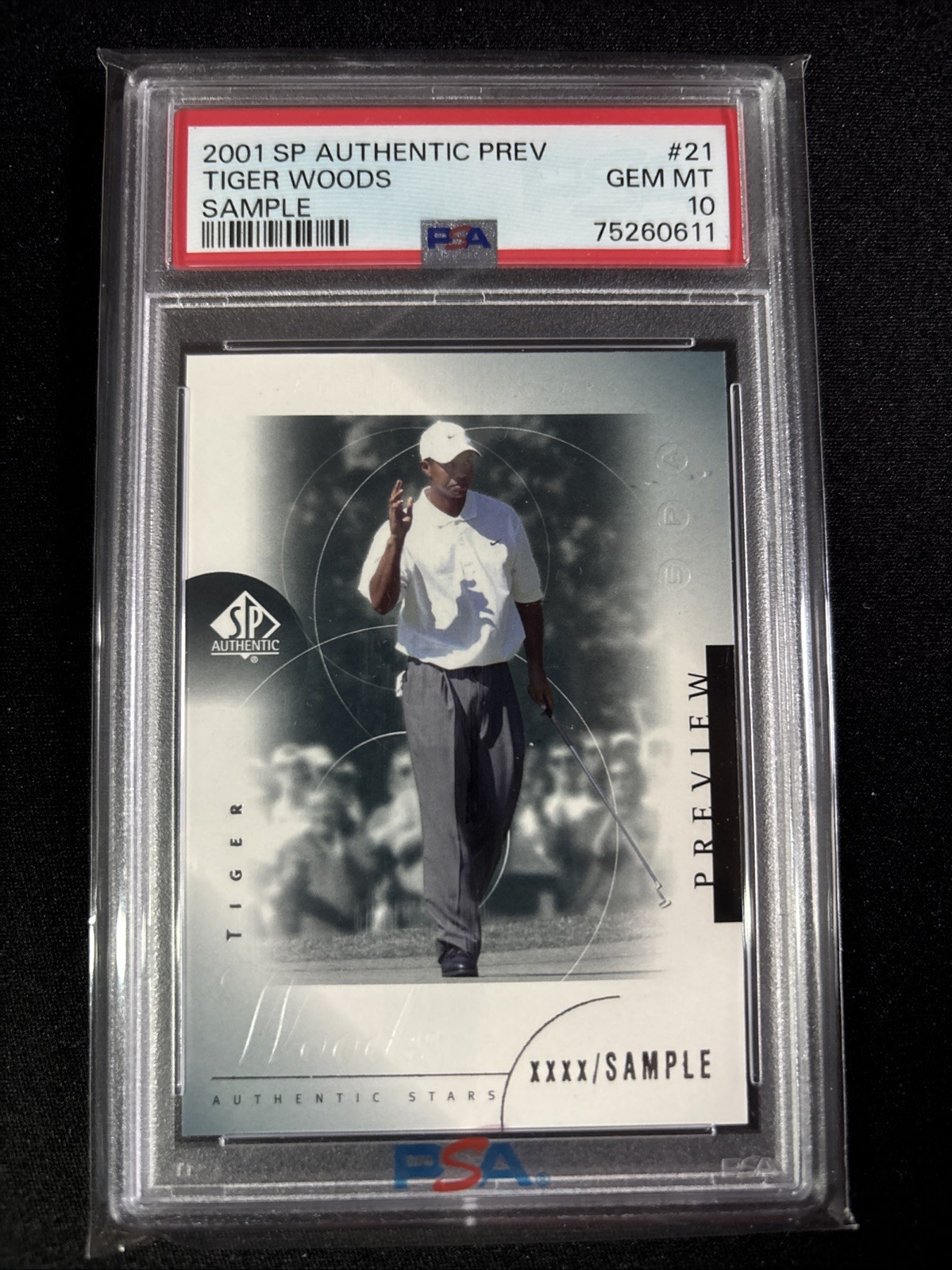 TIGER WOODS 2001 SP Authentic Preview Sample Rookie Card PSA 10 GEM MINT #21
