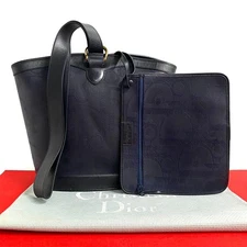 Christian Dior Navy Leather Shoulder Bag with Trotter Pattern, SA Condition