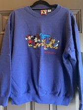 Vtg Mickey Inc Since 1928 Crewneck Sweatshirt L Mickey Minnie Goofy Pluto Donald