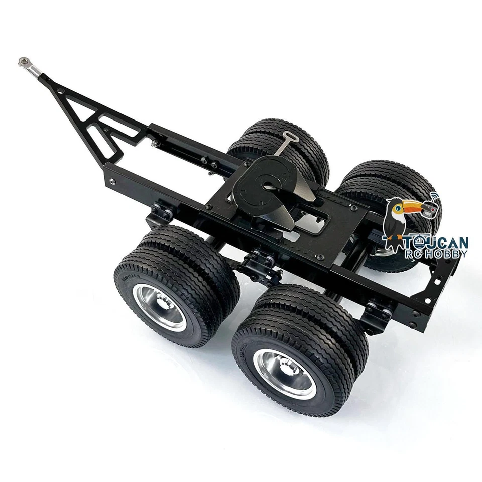 2 Axles Trailer Fifth Wheel for DIY Tamiya LESU 1/14 RC Dumper Truck Tractor Car - Image 4 of 4