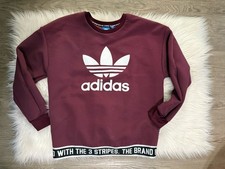 adidas Originals Burgundy crewneck Sweatshirt Women's S Logo Accent Regular Fit