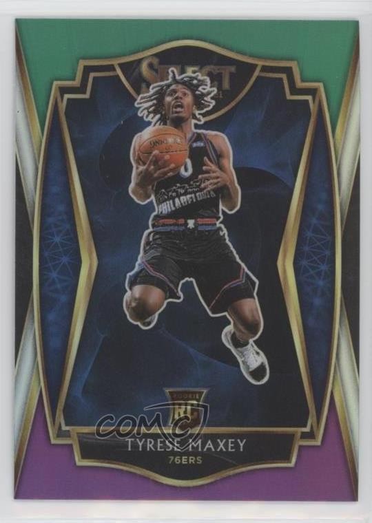 2020 Panini Select Premier Level Green White Purple Prizm Tyrese Maxey #174 0o87