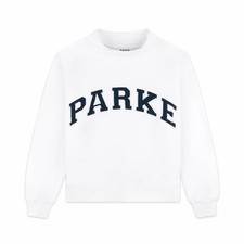 Parke White And Navy Mockneck Navy Varsity Sweatshirt S