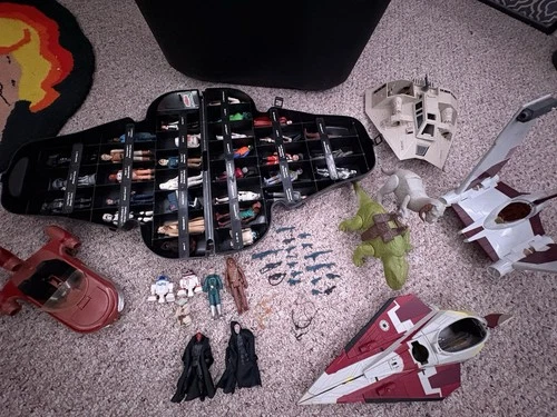 Vintage Star Wars Dark Vader Case 35 Figures Vehicles Hoth Set Accessories Lot
