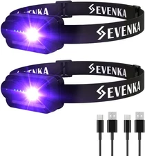 “2pcs UV Headlamp Flashlight Rechargeable LED Black Light 395nm”