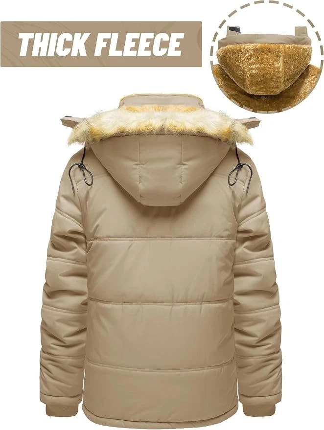 TACVASEN Men's Winter Jacket with Hood Water Repellent Windproof Thicken Parka image 3