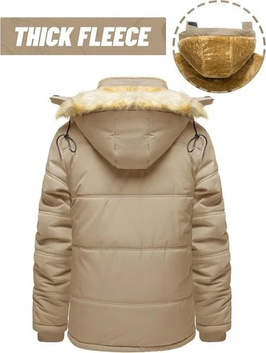 TACVASEN Men's Winter Jacket with Hood Water Repellent Windproof Thicken Parka image 3