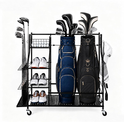 Golf Bag Storage Rack for Garage with Wheels, Golf Bag Organizer, Golf Club Stor