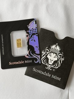 1g Scottsdale Mint Gold Bar with Certi Lock N Sleeve In Assay