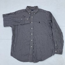 Vintage Polo Ralph Lauren Mens Shirt Large Gingham Check Classic Fit Oxford