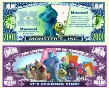 40 Pack Monsters Inc Disney 1 Million Dollar Bill Collectible Novelty Money
