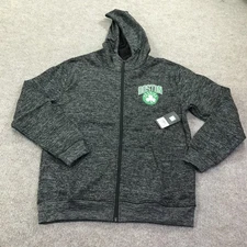 Boston Celtics Hoodie Mens Medium Heather Gray NBA Basketball Full Zip