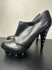 Steve By Steve Madden Studded Boots Leather Ankle Boots Stiletto Heel Black  8M