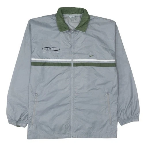 Nike Men’s Grey Windbreaker Jacket L Retro Sports Outdoor